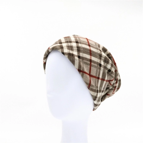 Berretto a Quadri Classico da Donna Autunno Inverno Cappello Turbante Caldo Sciarpa Doppio Uso Imitazione Cashmere Morbido Copricapo a Maglia