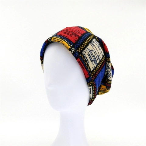 Dames Gebreide Beanie Muts Faux Kasjmier Winter Warm Winddicht Nekwarmer Geometrische Ruit Patchwork Dagelijkse Accessoire