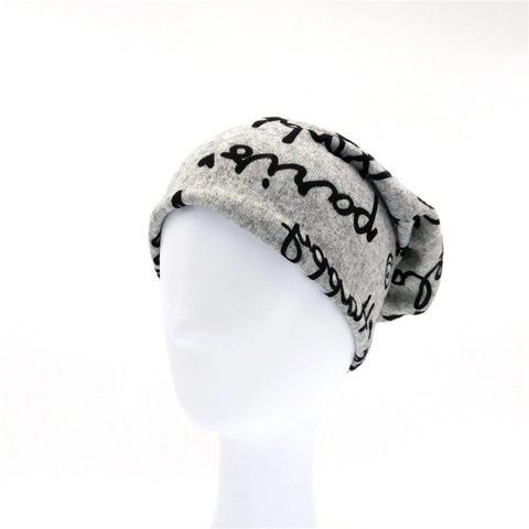 Women's Knit Beanie Hat Letter Print Imitation Cashmere Casual Slouchy Skull Cap Autumn Winter Warm Turban Hat Accessories
