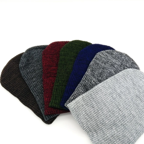 Casual Knit Beanie Hat For Men Women Warm Solid Color Pullover Soft Woolen Yarn Stretchy Winter Skull Cap Accessories