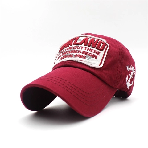 Gorra de Béisbol de Algodón Vintage Desgastada para Hombre Mujer Bordado Oakland Marine Patchwork Sombrero de Sol Ajustable Aire Libre