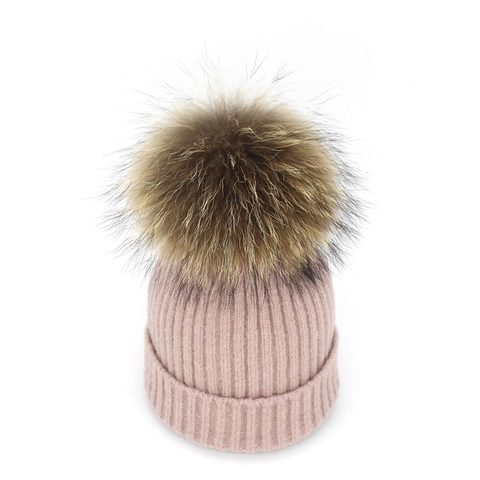 Cappello Invernale Invernale in Maglia da Donna Con Grande Pompon in Ecopelliccia Bordo Arrotolato a Costine Tinta Unita All'aperto Casual