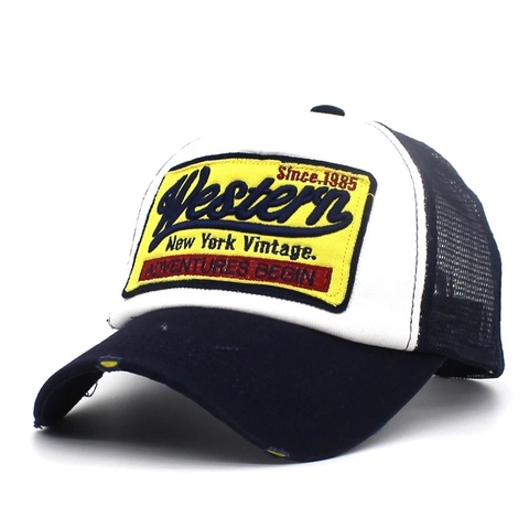 Western Vintage Buchstaben Aufnäher Trucker Kappe Distressed Mesh Baseballkappe Für Damen Herren Sommer Sonnenschutz Outdoor Verstellbar Hip Hop Snapback