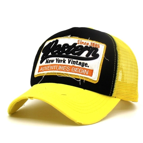 Western Vintage Buchstaben Aufnäher Trucker Kappe Distressed Mesh Baseballkappe Für Damen Herren Sommer Sonnenschutz Outdoor Verstellbar Hip Hop Snapback