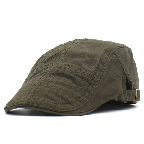 Men Vintage Cotton Canvas Duckbill Cap Adjustable Forward Hat British Style Outdoor Sunshade Embroidery Beret Flat Hat