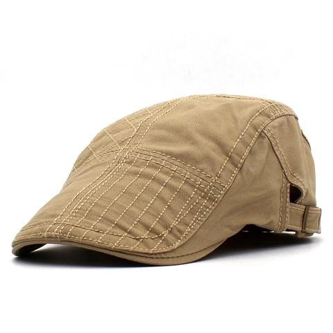 Men Vintage Cotton Canvas Duckbill Cap Adjustable Forward Hat British Style Outdoor Sunshade Embroidery Beret Flat Hat