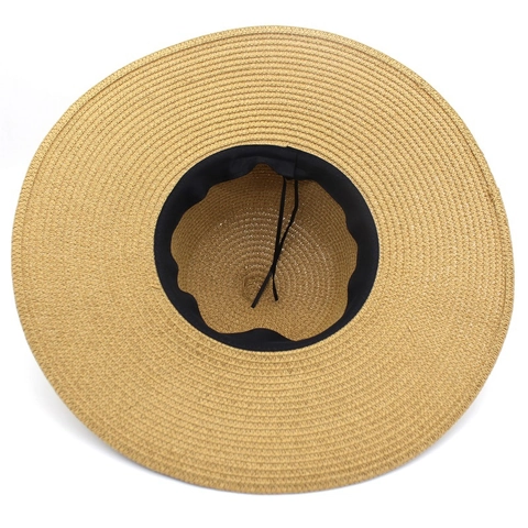 Women Wide Brim Straw Hat Elegant Satin Ribbon Bow Sun Protection Summer Beach Vacation Floppy Sun Hat For Women