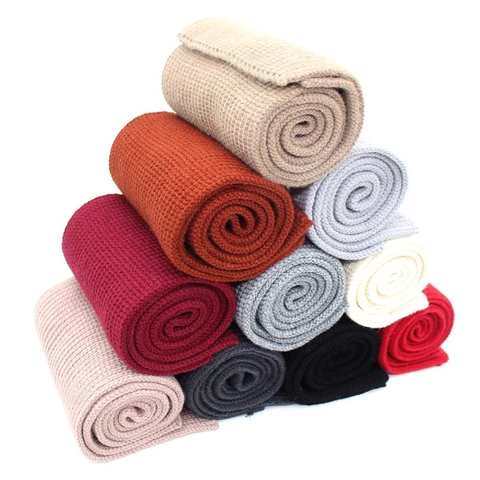 Childrens Solid Color Knitted Wool Blend Scarf For Autumn Winter Warm Long Ribbed Knit Neck Warmer For Boys Girls Casual