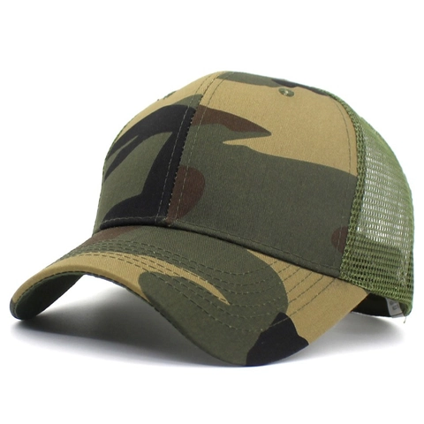 Outdoor Camouflage Trucker Hat Breathable Mesh Baseball Cap With Adjustable Snapback Woodland Printed Sunshade Hat For Men Women