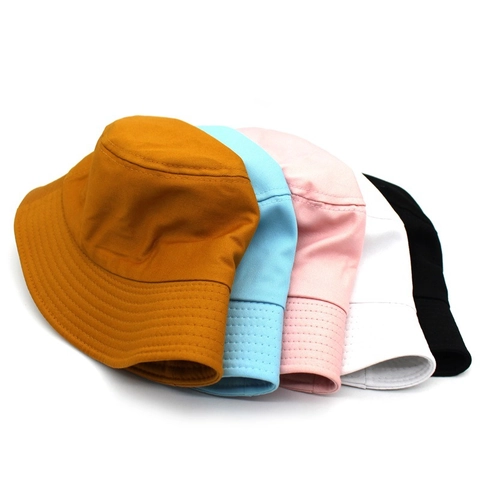Sombrero Tipo Pescador de Algodón Color Sólido Unisex Parte Superior Plana Ala Ancha Protección Solar Plegable