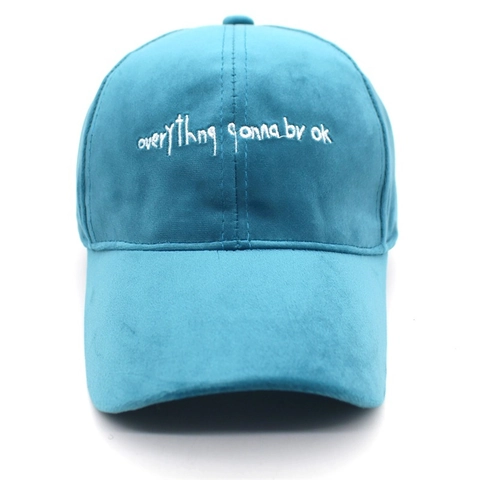 Berretto da Baseball in Velluto con Lettera Ricamata Everything Gonna Be Ok per Donna Bambini Cappello da Sole Casual Outdoor