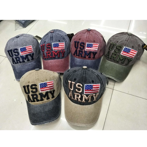 Vintage Washed Cotton US Army Ricamo Cappellino Da Baseball Per Uomo Donna American Flag Patch Regolabile Distressed Militare Cappello Da Sole