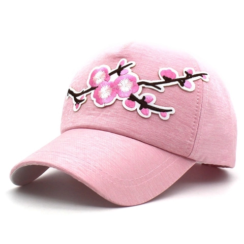 Floral Embroidery Baseball Cap For Women Cotton Adjustable Curved Brim Sun Hat Casual Fashion Flower Snapback Hat