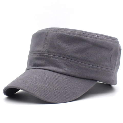 Cotton Cadet Cap For Men Women Solid Color Military Style Flat Top Hat Adjustable Summer Sun Protection Outdoor Casual Patrol Hat
