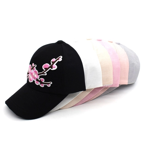 Floral Embroidery Baseball Cap For Women Cotton Adjustable Curved Brim Sun Hat Casual Fashion Flower Snapback Hat