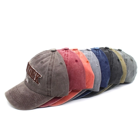 Berretto da Baseball in Cotone Lavato Vintage Ricamo Lettere New York Cappello da Sole Regolabile Uomo Donna Casual Sportivo all'Aperto