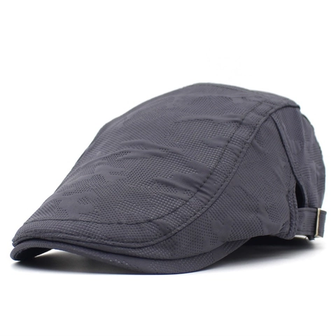 Men Women Breathable Mesh Beret Newsboy Cap Adjustable Flat Top Sun Hat Outdoor Casual Vintage Style Cabbie Hat