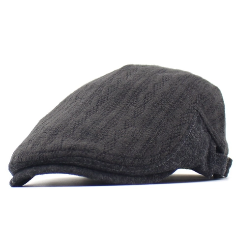 Boina de Mezcla de Algodón Vintage para Hombre Gorra Plana Rétro Ajustable Gorra Newsboy Otoño Invierno Color Sólido