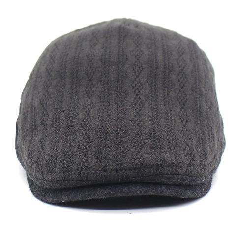 Boina de Mezcla de Algodón Vintage para Hombre Gorra Plana Rétro Ajustable Gorra Newsboy Otoño Invierno Color Sólido