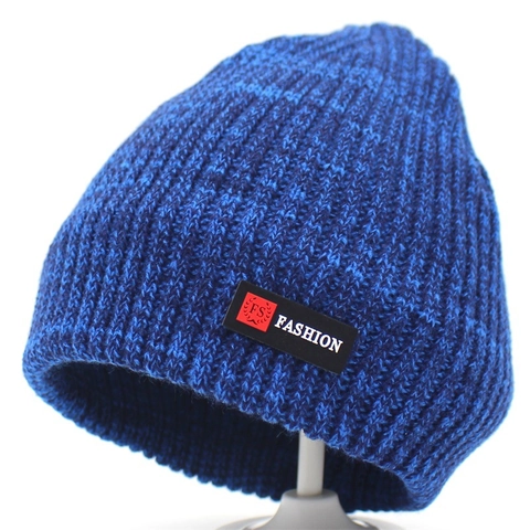 Unisex Winter Warm Acrylic Knitted Beanie Hat With Fashion Letter Patch Fleece Lined Cuffed Ribbed Skull Cap For Men Women
