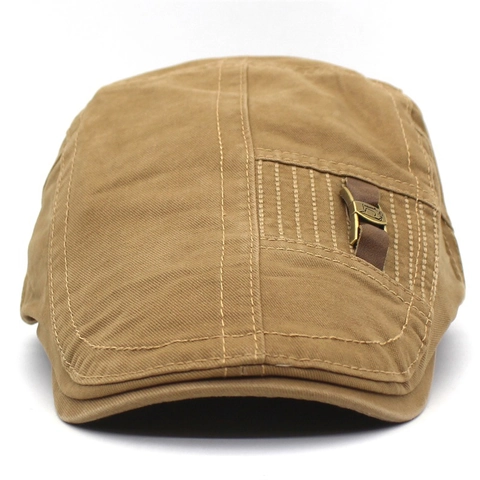 Vintage Baumwoll Canvas Schiebermütze Verstellbare Baskenmütze Mit Lederriemen Metallschnalle Retro Britischer Stil