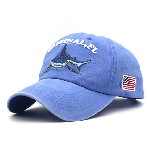 Vintage Washed Cotton Shark Embroidery Baseball Cap American Flag Patch Letter Distressed Sun Hat For Men Women Casual Outdoor