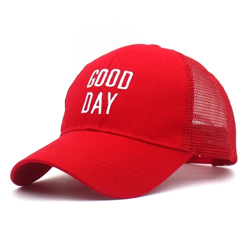 Good Day Embroidery Mesh Baseball Cap For Kids Adults Breathable Trucker Hat Sunshade Adjustable Parent-Child Sport Hat