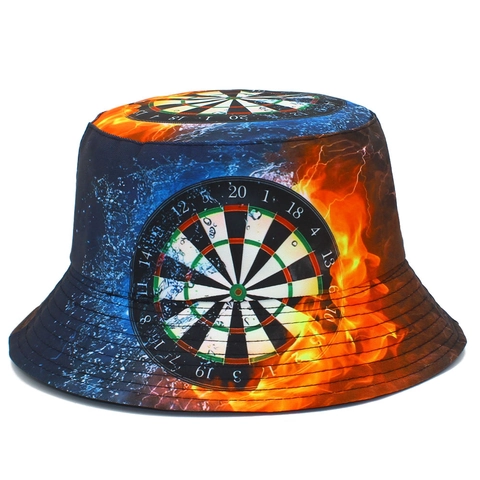 Cappello a Secchiello Creativo Con Stampa Bersaglio Motivo Ghiaccio Fuoco Protezione Solare Moda per Uomo Donna