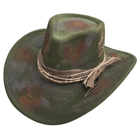 Vintage Distressed Cowboy Hut Für Damen Herren Breite Krempe Retro Fedora Hut Mit Metallnadel Dekoration Jazz Filzhut Casual Top