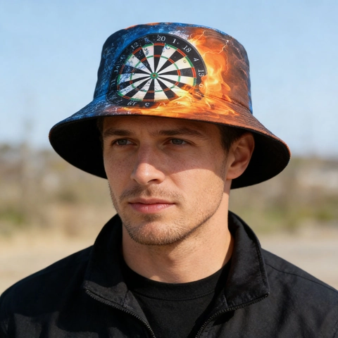 Cappello a Secchiello Creativo Con Stampa Bersaglio Motivo Ghiaccio Fuoco Protezione Solare Moda per Uomo Donna