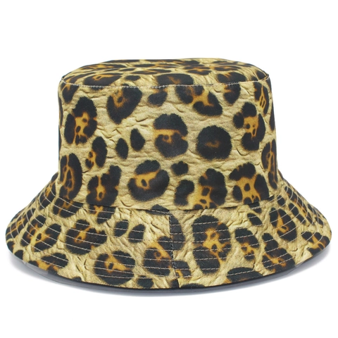 Fashion Leopard Print Bucket Hat For Women Men Reversible Cotton Sun Protection Fisherman Hat Streetwear Outdoor Foldable Basin Hat
