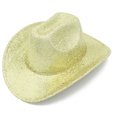 Glänzender Pailletten Cowboyhut Unisex Bühnenauftritt Jazz Hut Gold Silber Kostüm Party Fedora Hut Glitzer Breitkrempiger Hut