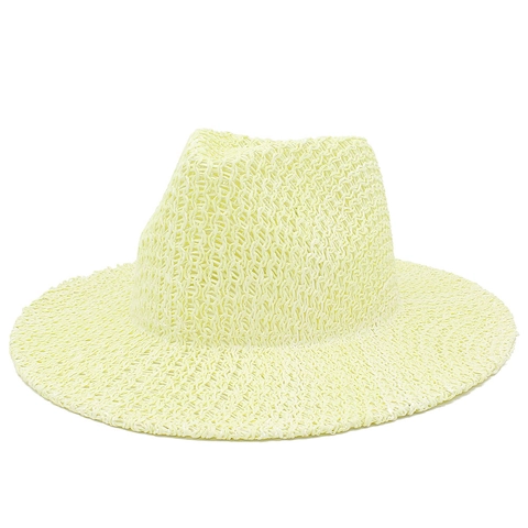 Hoge Kwaliteit Brede Rand Papierstro Fedora Hoed Voor Heren Dames Panama Zonnehut Platte Top Strand Zomer UV-Bescherming