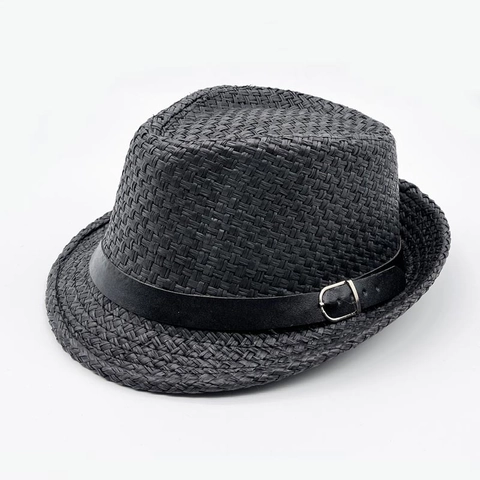 Zomer Stro Fedora Hoed Voor Mannen Vrouwen Ademend Papier Vlechtwerk Strand Zonnehoed Met Leren Riem Gesp Jazz Stijl Pet