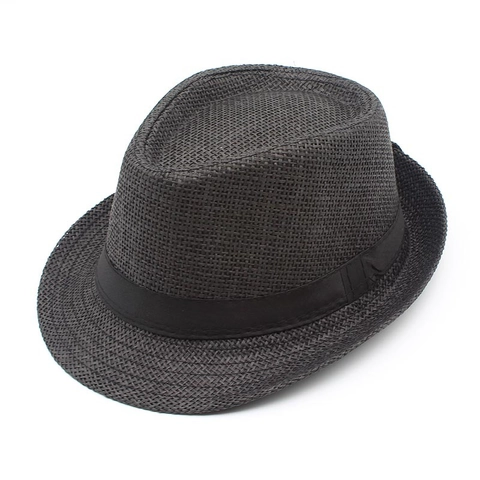 Chapeau Fedora Classique en Paille de Papier Unisexe Respirant Protection Solaire Chapeau de Jazz Avec Ruban Pour Plage Voyage