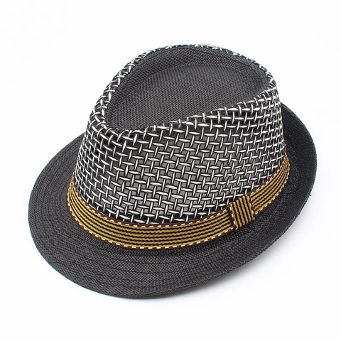 Cappello Fedora di Paglia di Carta Traspirante Estivo per Unisex Cappello da Spiaggia Traforato a Rete Protezione Solare con Fascia a Righe