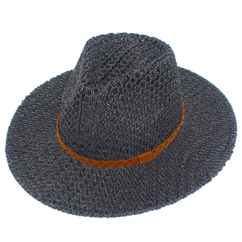 Women Summer Paper Straw Fedora Hat Wide Brim Beach Sun Hat With Woven Belt Band Fashion Breathable Travel Vacation Jazz Hat