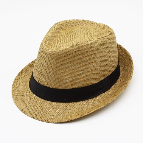 Chapeau Fedora Classique en Paille de Papier Unisexe Respirant Protection Solaire Chapeau de Jazz Avec Ruban Pour Plage Voyage
