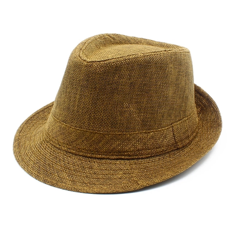 Unisex Britischer Jazz Fedora Hut Baumwollleinen Geflochten Atmungsaktiver Sonnenschutz Strandhut Sommer Reise Retro Einfarbiger Hut