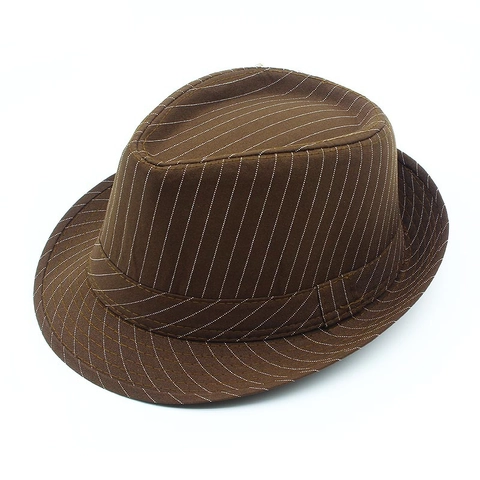 British Style Pinstripe Fedora Hat For Men Women Cotton Polyester Blend Jazz Hat Vintage Gentleman Striped Party Hat