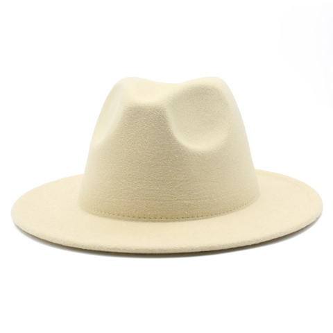Unisex Wide Brim Fedora Hat Solid Color Woolen Felt Jazz Cap Autumn Winter Warm Vintage Fashion Accessory For Men Women