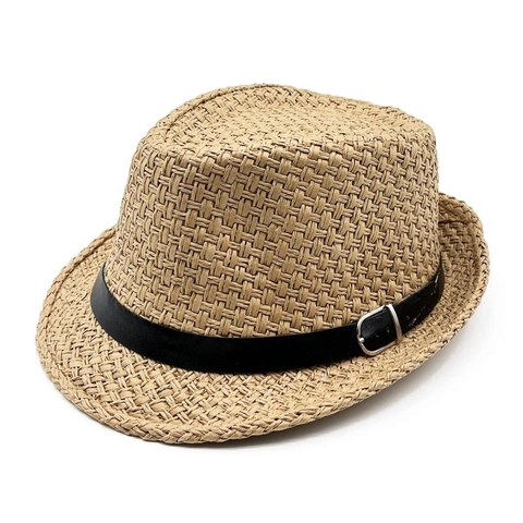 Zomer Stro Fedora Hoed Voor Mannen Vrouwen Ademend Papier Vlechtwerk Strand Zonnehoed Met Leren Riem Gesp Jazz Stijl Pet