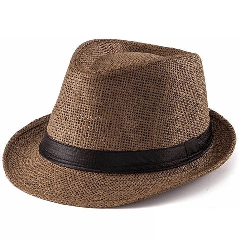 Sombrero Fedora de Paja Retro Con Cinta Protección Solar Verano Transpirable Sombrero de Jazz para Hombre Mujer Exterior