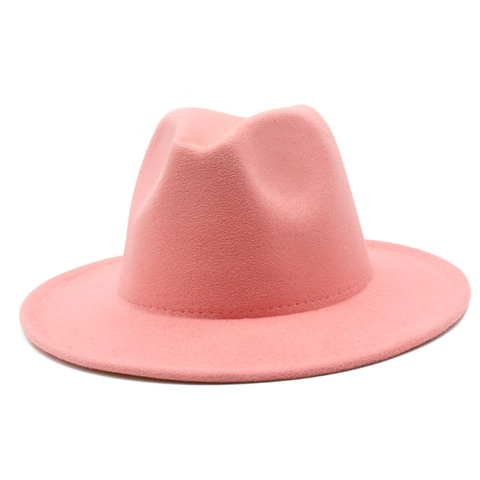 Unisex Wide Brim Fedora Hat Solid Color Woolen Felt Jazz Cap Autumn Winter Warm Vintage Fashion Accessory For Men Women