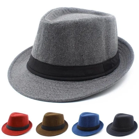 Klassischer Wollfilz Fedora Hut Für Damen Herren Vintage Britischer Stil Trilby Jazz Kappe Mit Ripsband Herbst Winter Warm