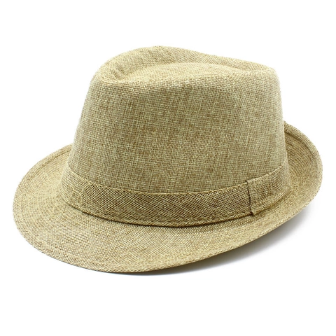 Unisex Britischer Jazz Fedora Hut Baumwollleinen Geflochten Atmungsaktiver Sonnenschutz Strandhut Sommer Reise Retro Einfarbiger Hut