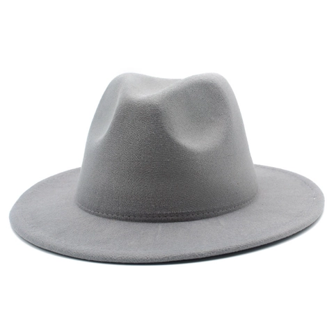 Unisex Vintage British Style Fedora Hat Wide Brim 100% Polyester Felt Jazz Cap Solid Color Autumn Winter Fashion Accessory