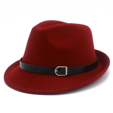 Sombrero Fedora Clásico Con Aspecto De Lana Hebilla De Cinturón De Cuero Sombrero Jazz Vintage Hombre Mujer Otoño Invierno Cálido