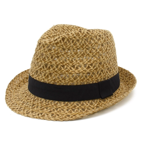 Καλοκαιρινό Ψάθινο Καπέλο Fedora Προστασία από τον Ήλιο Για Άνδρες Γυναίκες Αναπνεύσιμο Καπέλο Panama Beach Με Μαύρη Κορδέλα Φαρδύ Γείσο