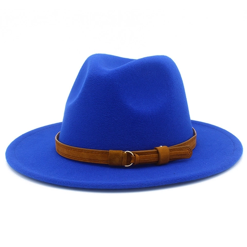 Klassischer Fedora Hut Mit Breiter Krempe Für Damen Herren Polyester Filz Britischer Stil Jazz Kirchenhut Mit Gürtelschnalle Herbst Winter Accessoire